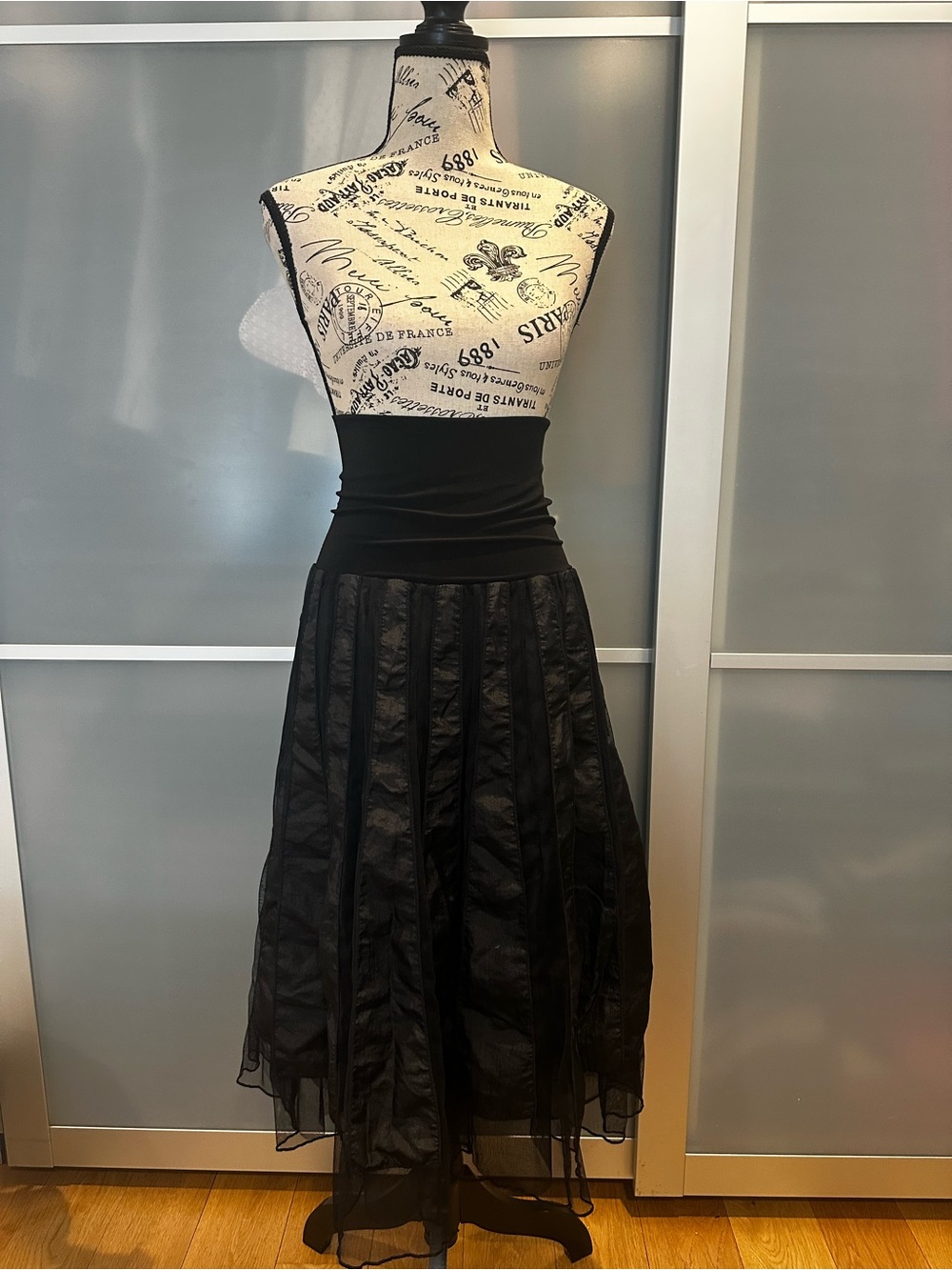 Ariella Black Maxi Skirt with Layered Silhouette